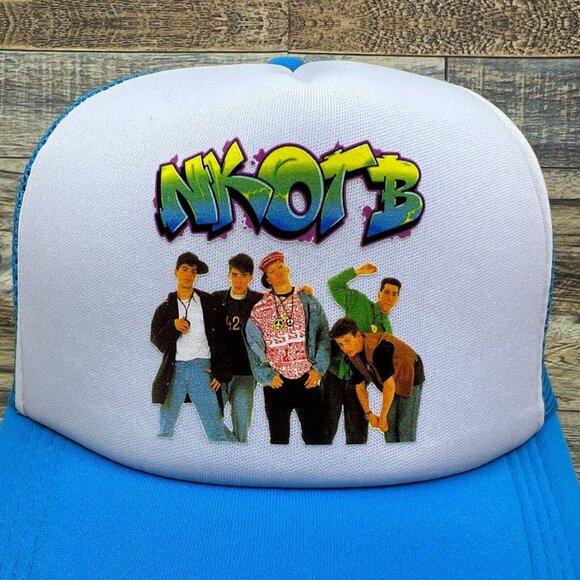 NKOTB New Kids On The Block Unisex Trucker Hat Blue Snapback 80s Boy Band Cap - Picture 3 of 8